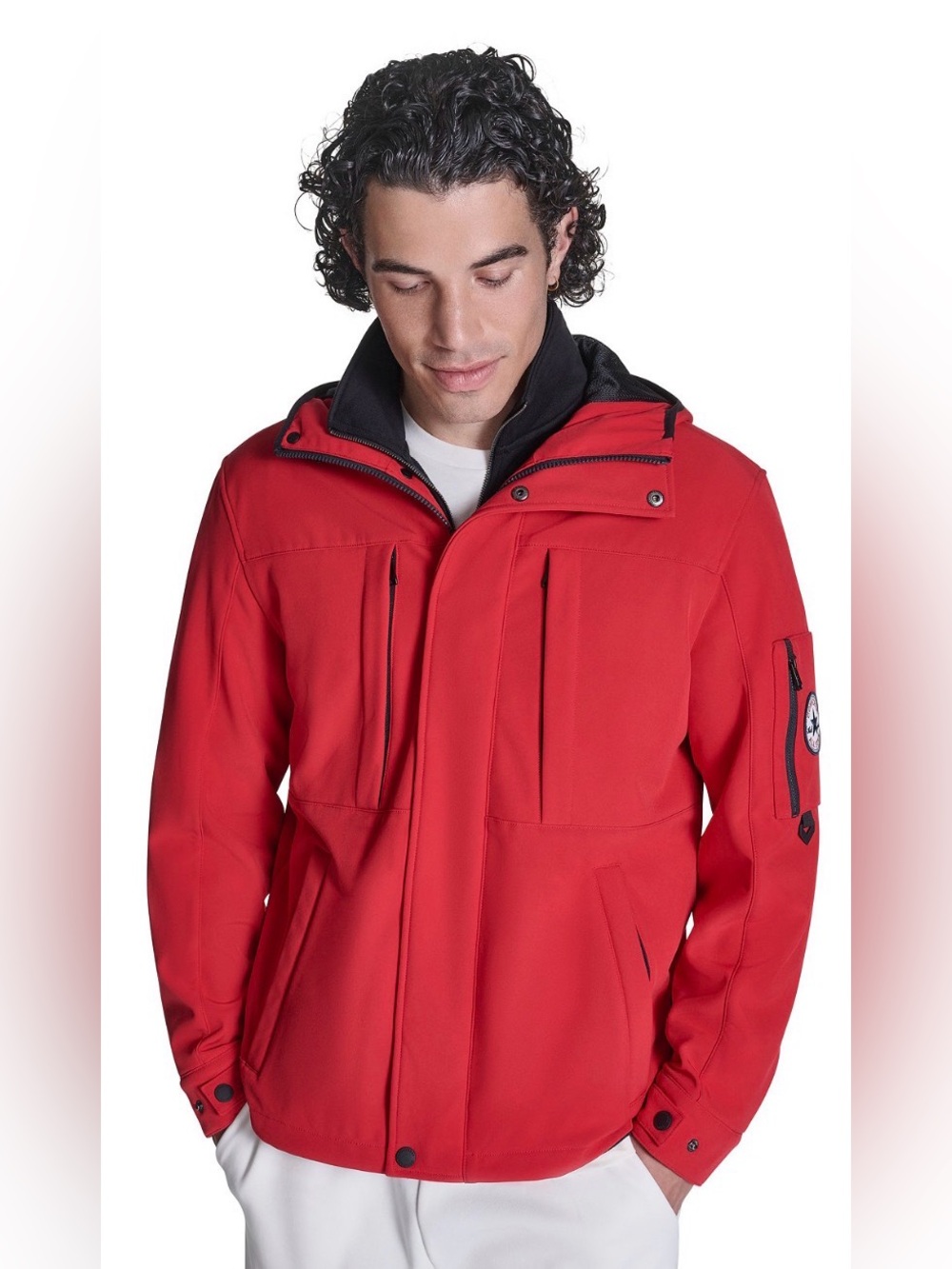 Converse Red Hooded Softshell Jacket. Mens Med